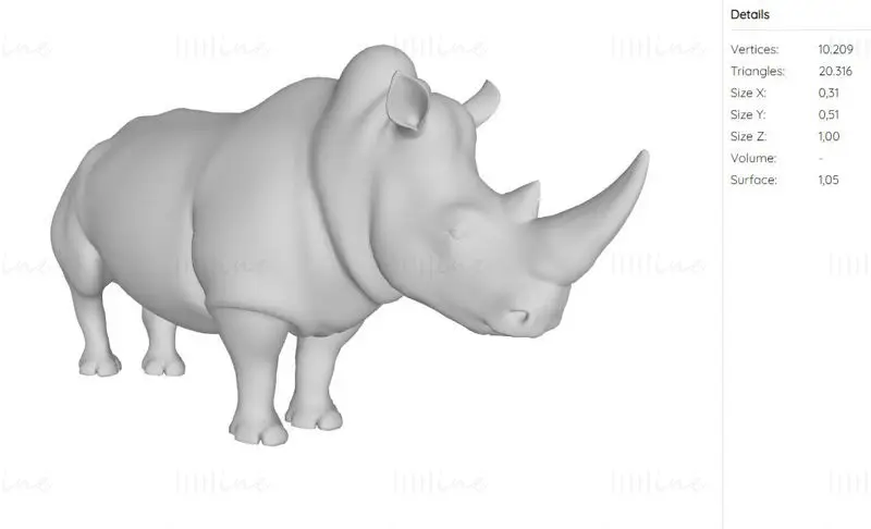 Rhino Animal 3D Print Model