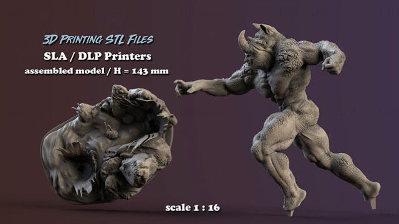 Rhino Marvel Miniatures 3D Model Ready to Print