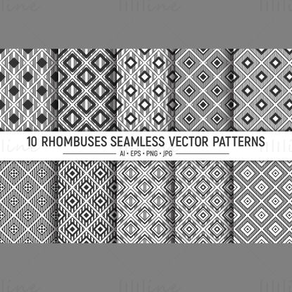Rhombuses Digital Paper, Geometric seamless vector patterns