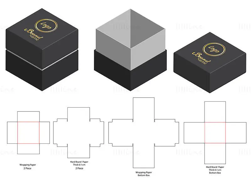 Ring packaging box dieline vector