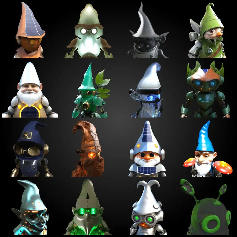Fișiere STL pentru colecția de modele de imprimare 3D Robo Gnome Guardians