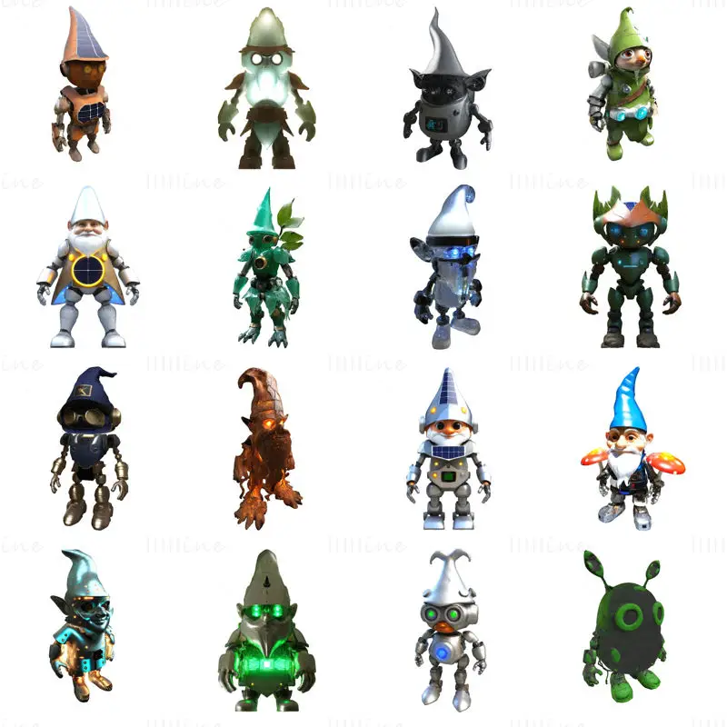 Fișiere STL pentru colecția de modele de imprimare 3D Robo Gnome Guardians