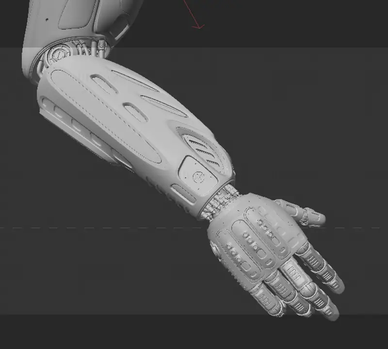 Modello 3d della mano del braccio robotico