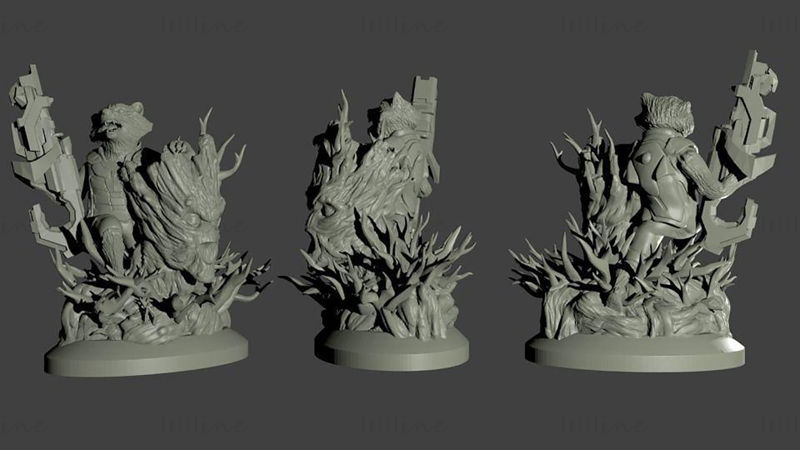 Rocket and Groot 3D Printing Model STL