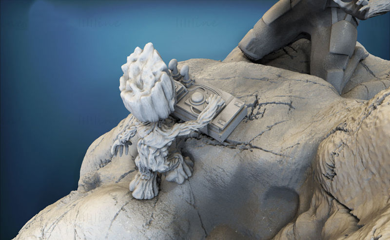Rocket and Groot Diorama 3D Printing Model STL