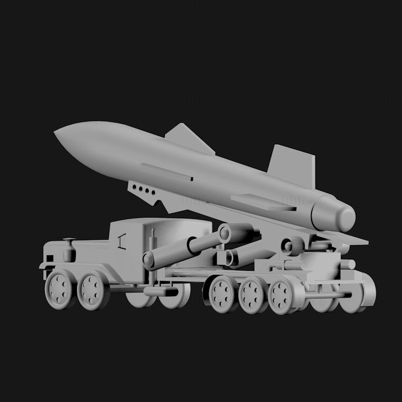 Modelo de impressão 3D de caminhão lançador de mísseis Rocket