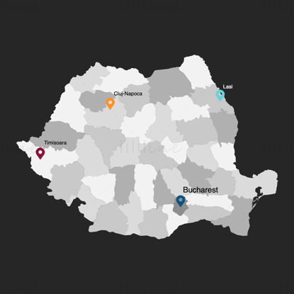 Инфографическая карта Румынии, редактируемая PPT и Keynote