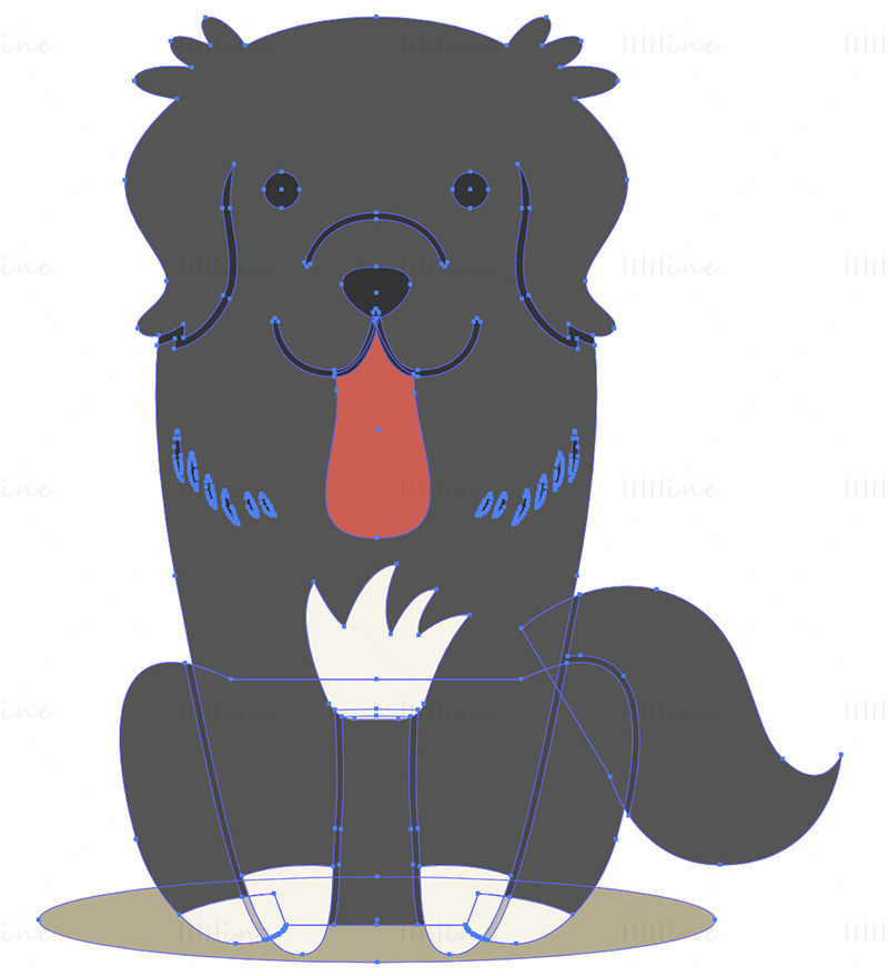 Rumunský havraní pastevecký pes kreslený vektor