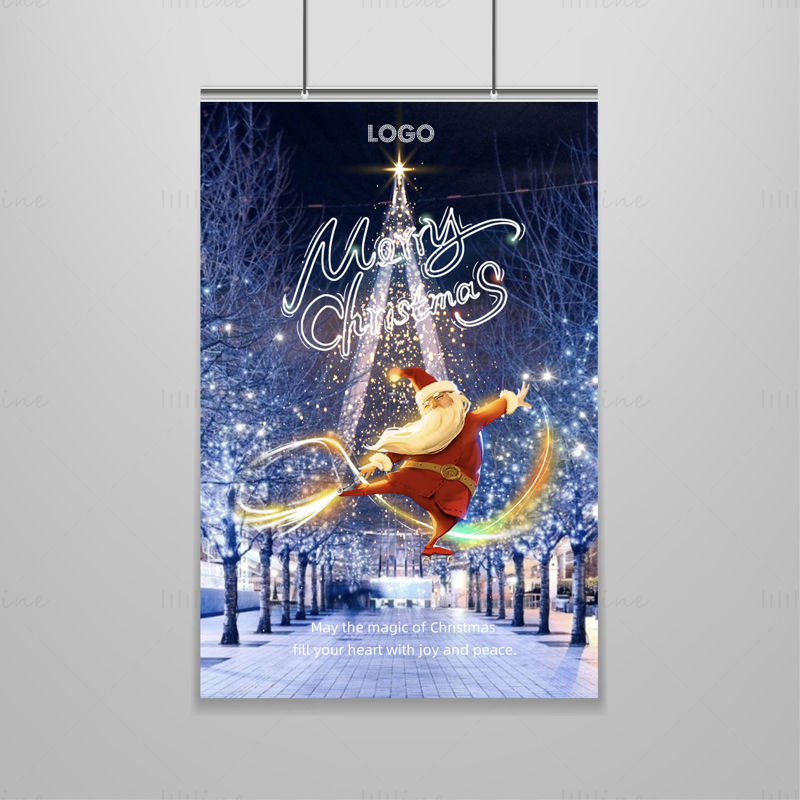 Romantic christmas winter street poster