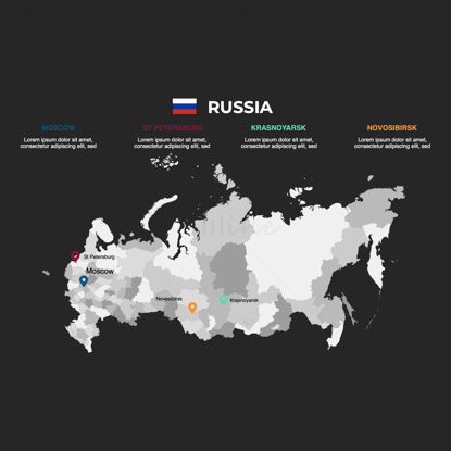 Инфографическая карта России, редактируемая PPT и Keynote