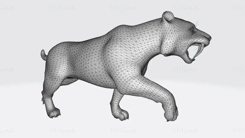 Modello di stampa 3D di gatto dai denti a sciabola