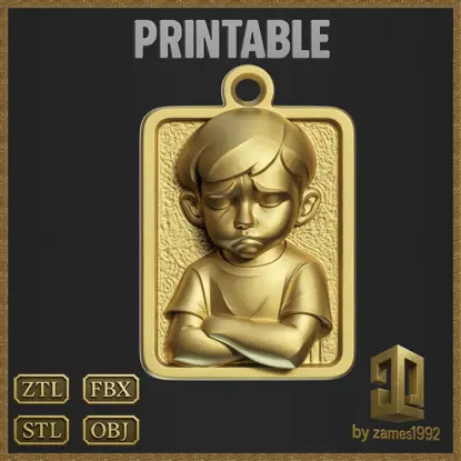 Trauriges Kind Anhänger Schmuck Design 3D-Druck Modell