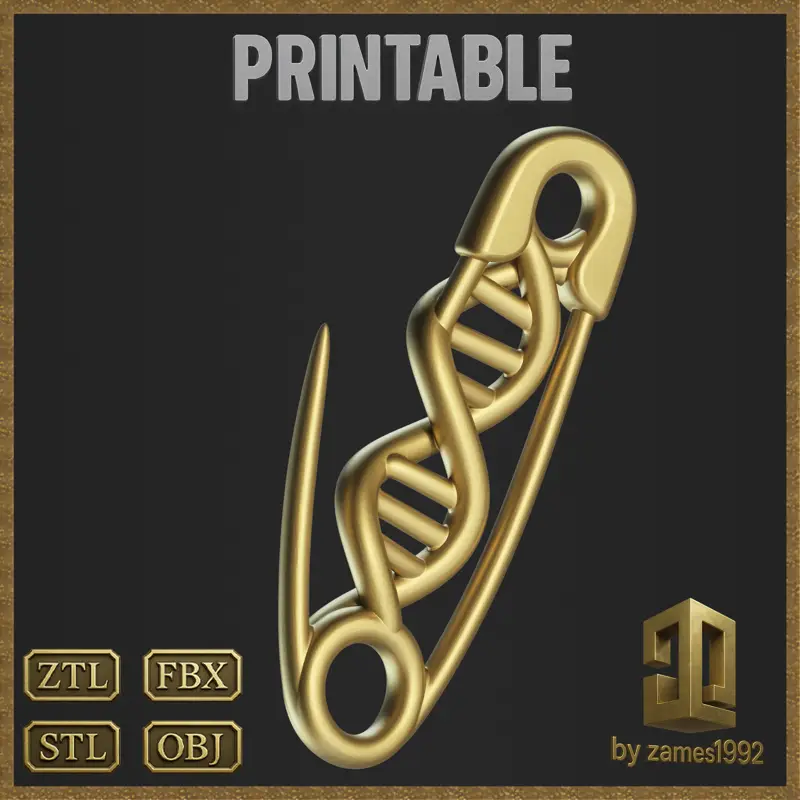 Spilla di sicurezza, ciondolo con DNA, modello di stampa 3D