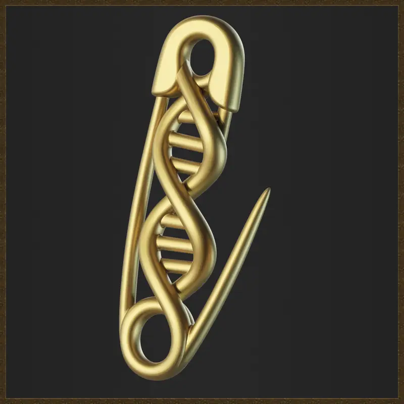 Spilla di sicurezza, ciondolo con DNA, modello di stampa 3D