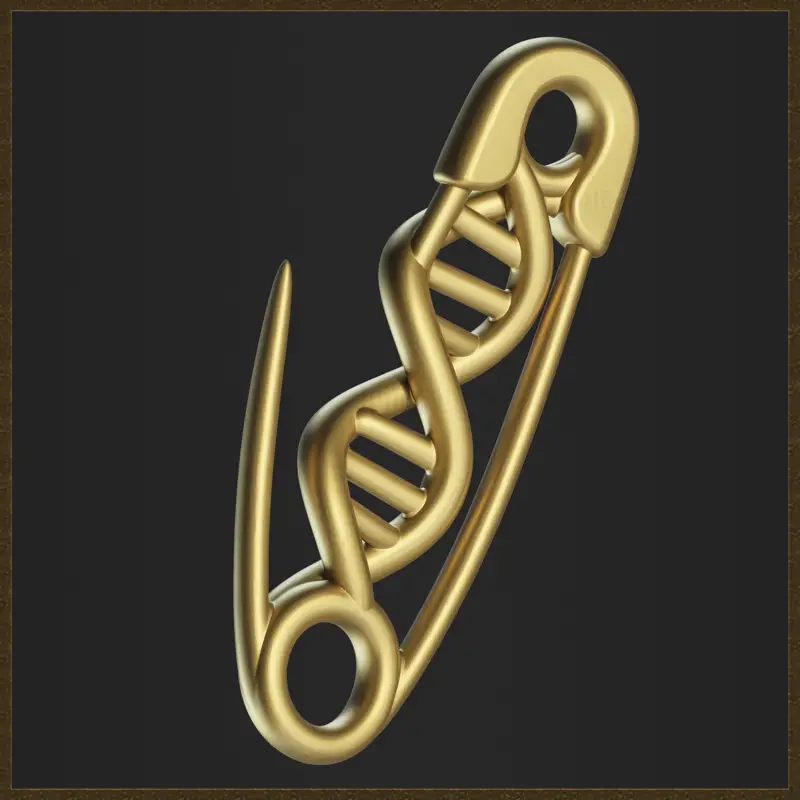 Spilla di sicurezza, ciondolo con DNA, modello di stampa 3D