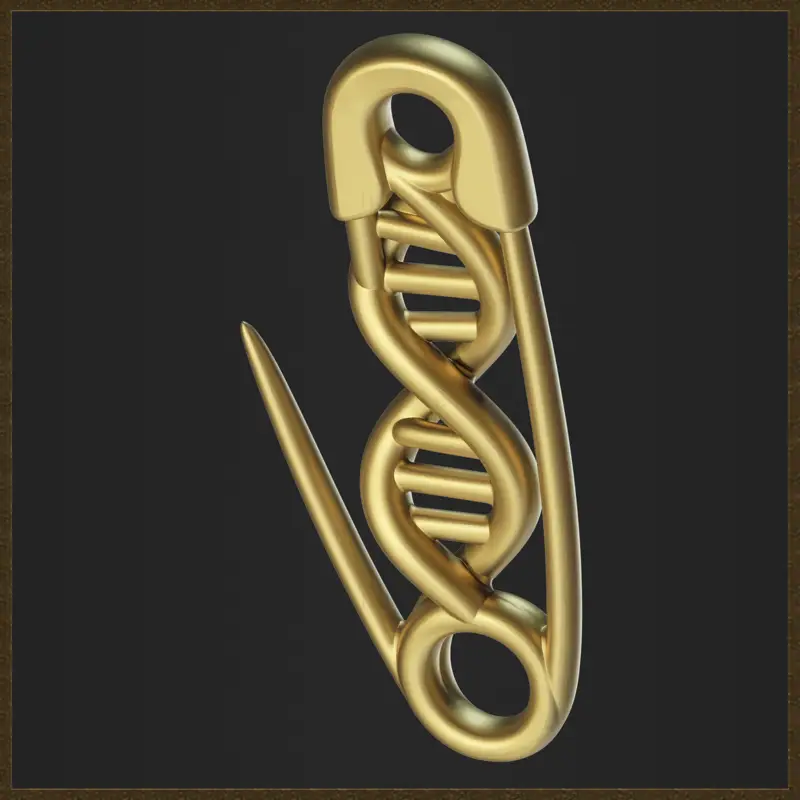 Spilla di sicurezza, ciondolo con DNA, modello di stampa 3D