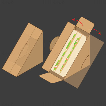 Sandwich packaging box dieline pattern vector eps