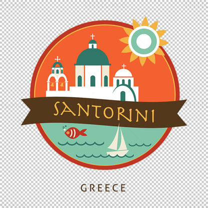 Santorini iconic elements vector eps png