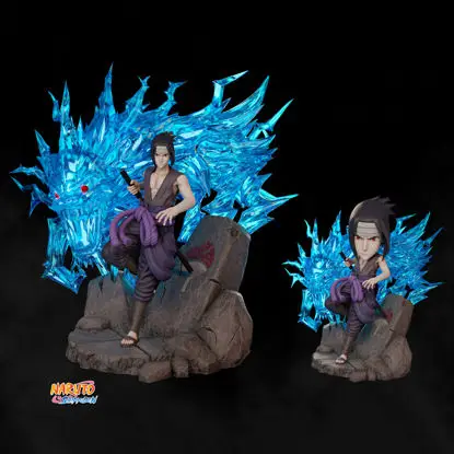 Sasuke Uchiha from battle with Itachi and Chibi 3D Printing Model STL