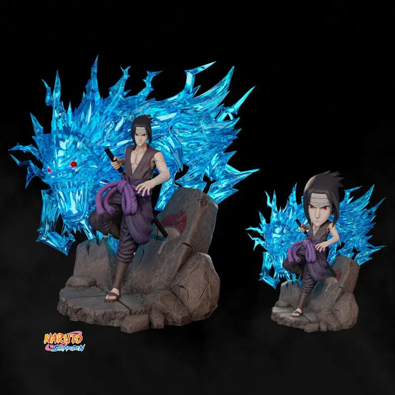 Sasuke Uchiha from battle with Itachi and Chibi 3D Printing Model STL