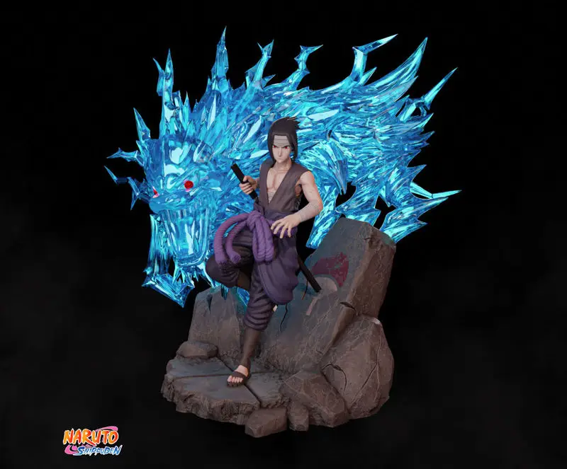 Sasuke Uchiha from battle with Itachi and Chibi 3D Printing Model STL