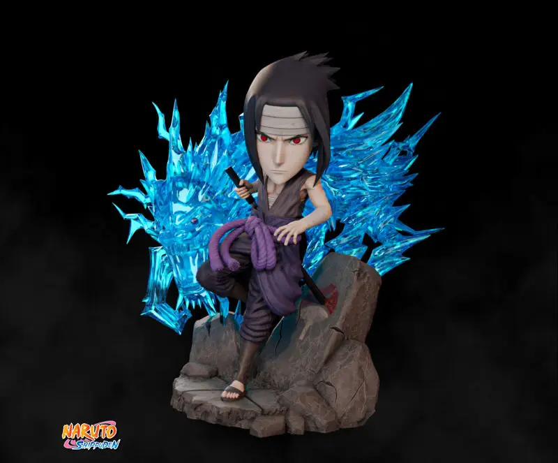 Sasuke Uchiha from battle with Itachi and Chibi 3D Printing Model STL