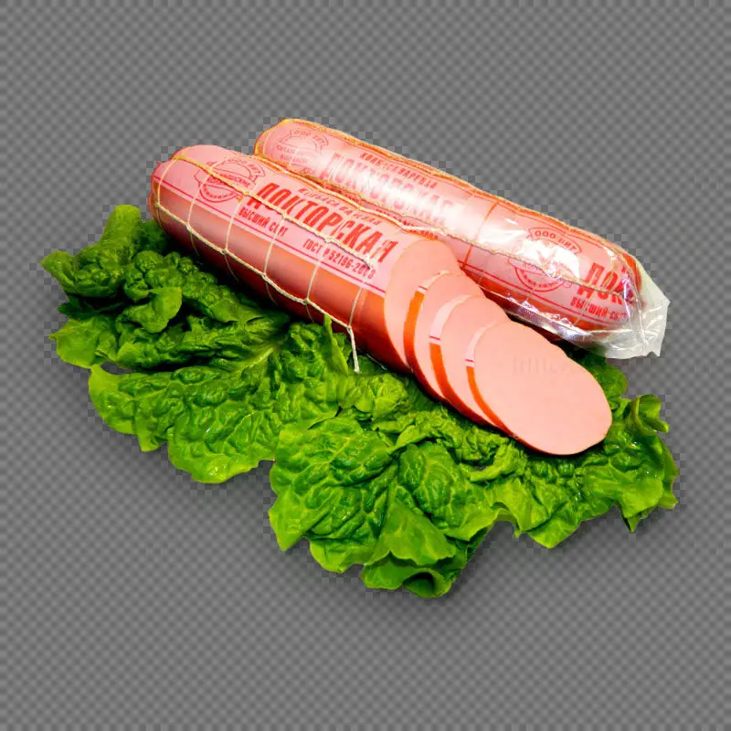 野菜の上にソーセージ PNG 画像