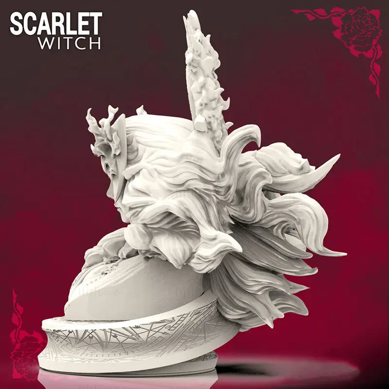 Scarlet Witch Bust 3D-utskriftsmodell STL