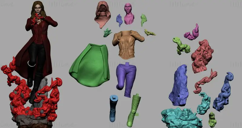 Skarlát boszorkány szobor 3D nyomtatási modell STL