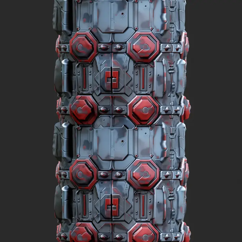 SF宇宙船の赤い金属のシームレスなテクスチャ