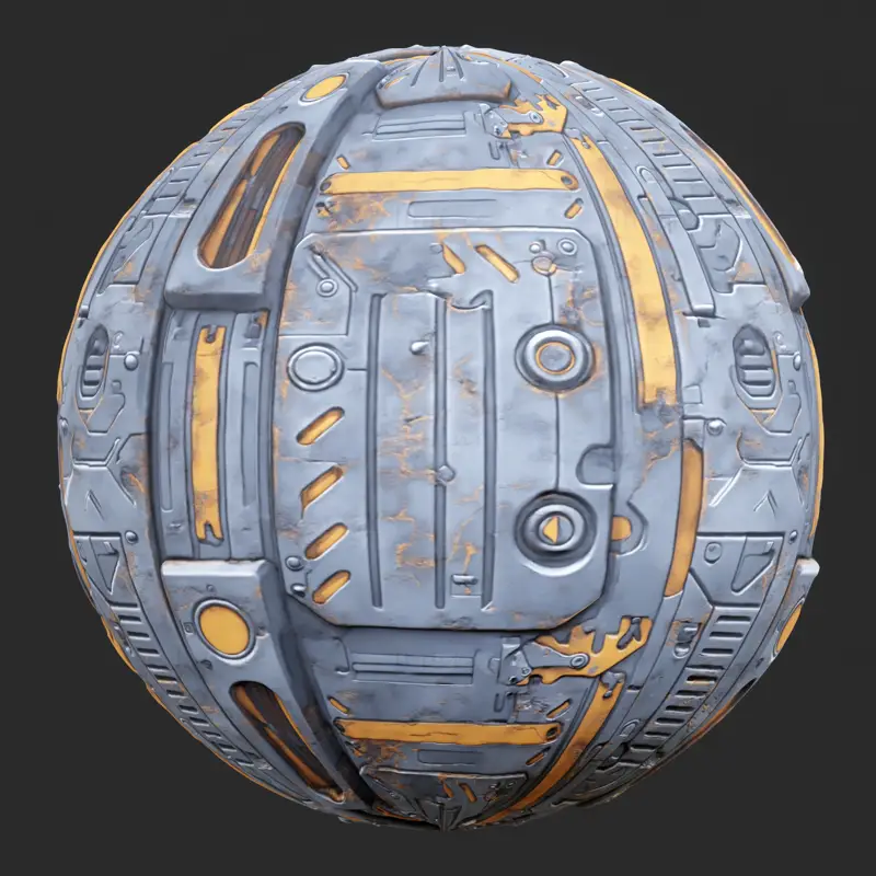 Sci-FI Yellow Metalic Cyborg Seamless Texture