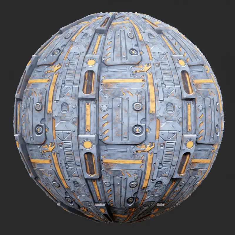 Sci-FI Yellow Metalic Cyborg Seamless Texture