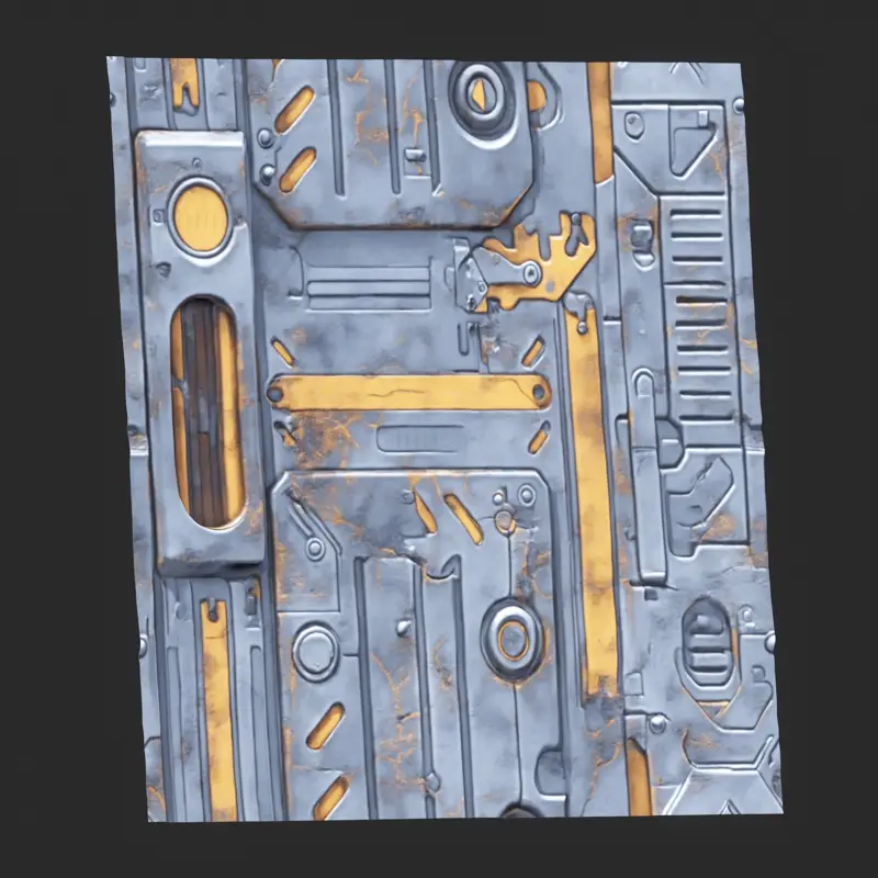 Sci-FI Yellow Metalic Cyborg Seamless Texture