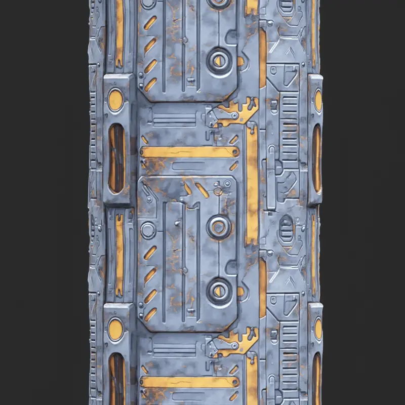 Sci-FI Yellow Metalic Cyborg Seamless Texture