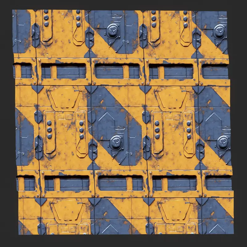Sci-FI Yellow Metalic Hardsurface Seamless Texture