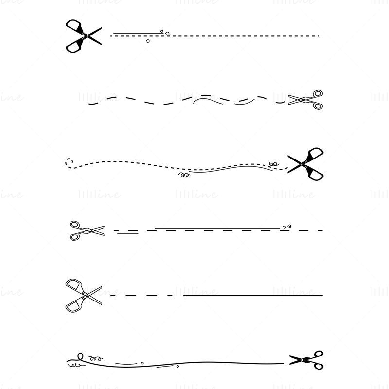 Scissors dividing line vector