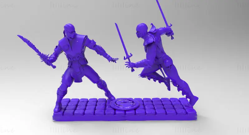 Fișiere STL pentru modelul de imprimare 3D Scorpion vs Subzero Diorama Mortal Kombat