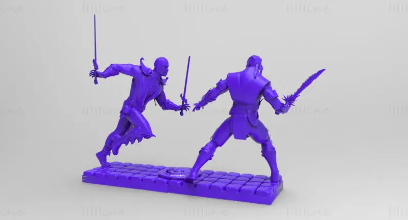 Fișiere STL pentru modelul de imprimare 3D Scorpion vs Subzero Diorama Mortal Kombat