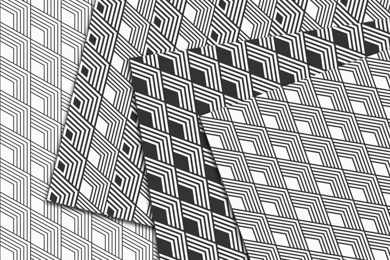 Seamless geometric vector patterns, Rhombuses Digital Paper.