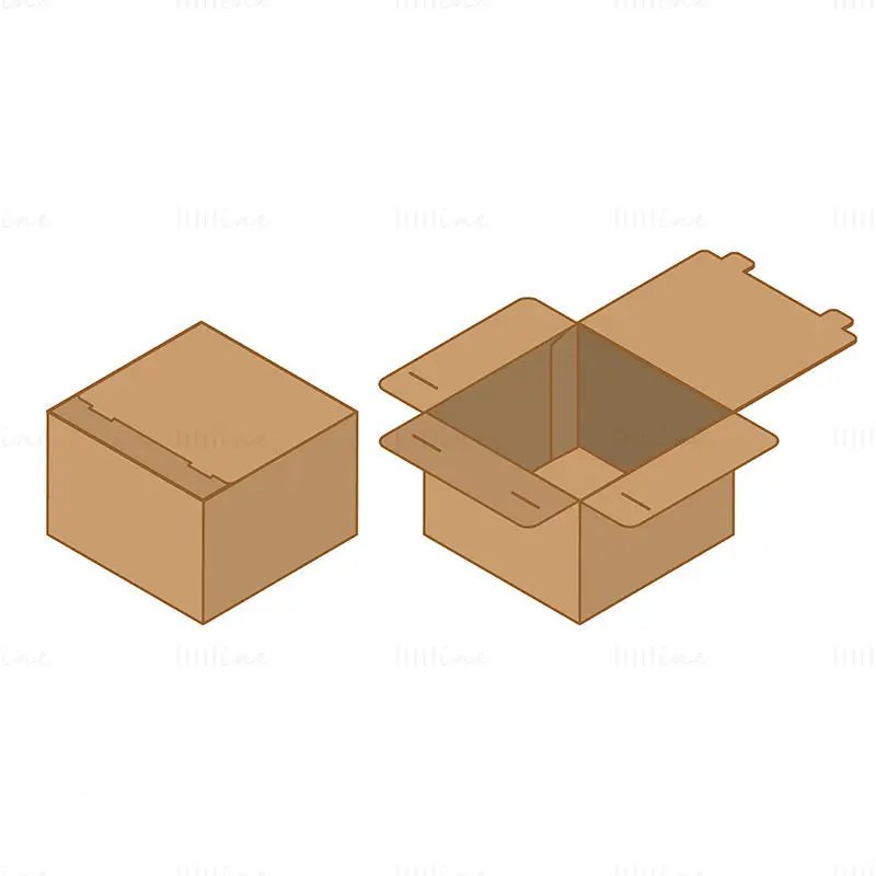 Self locking packaging box dieline vector