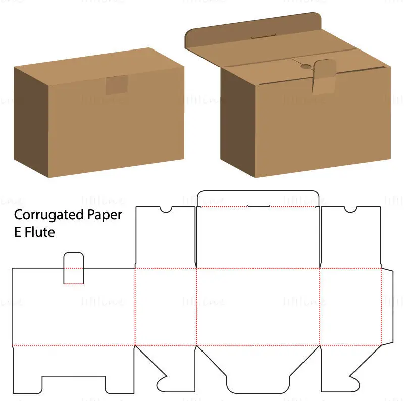 Selbstversiegelnder Produktverpackungskarton-Stanzlinienvektor