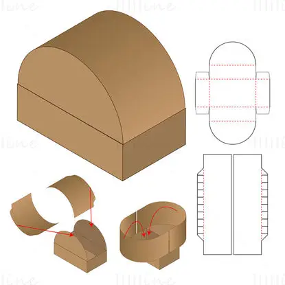 Semicircular packaging box dieline vector