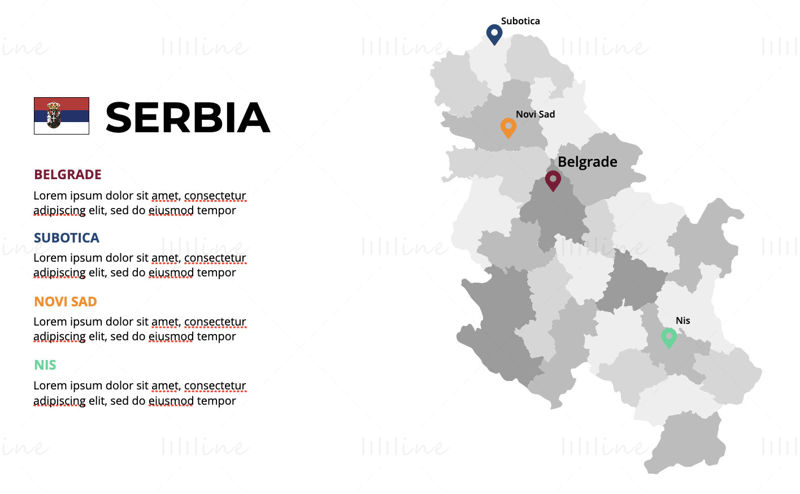 Srbská infografika Mapa upravitelná PPT & Keynote