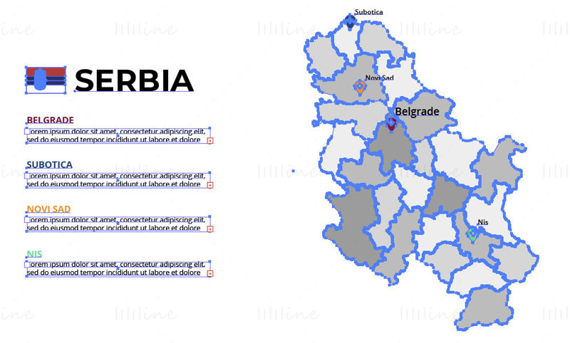 Sırbistan harita vektörü