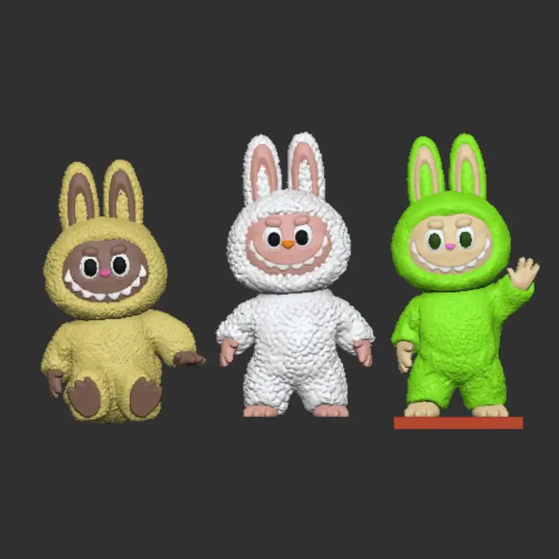 Комплект от 3 кукли LABUBU, 3D модели за печат, STL файлове