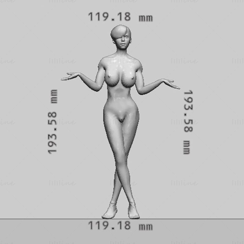 立っているセクシーな女の子3Dモデルを印刷する準備ができて