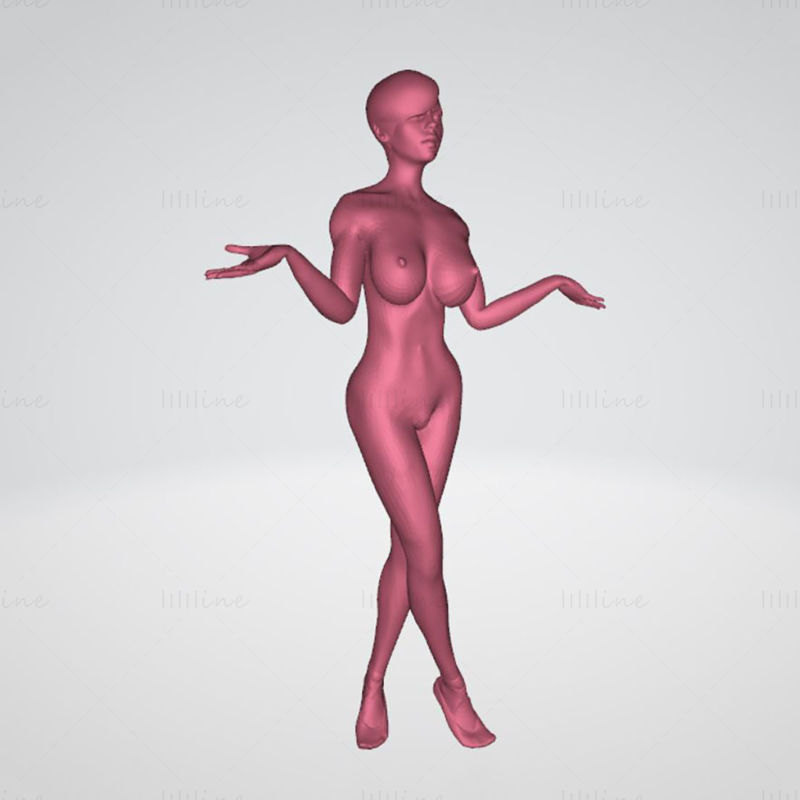 Chica sexy de pie Modelo 3D Listo para imprimir