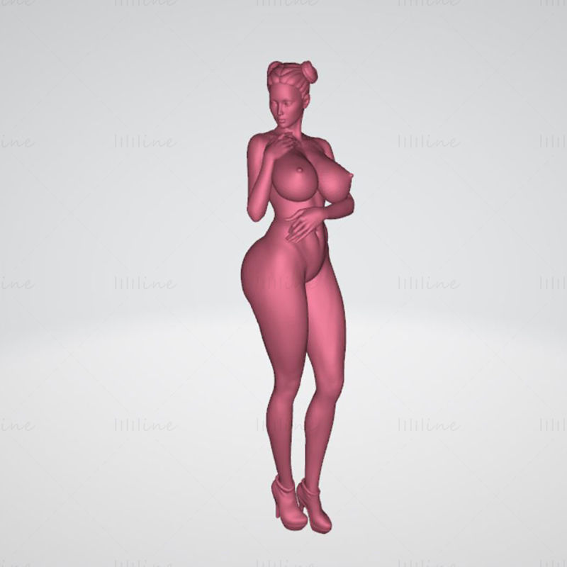 Fată sexy cu sânii mari Model 3D gata de imprimat