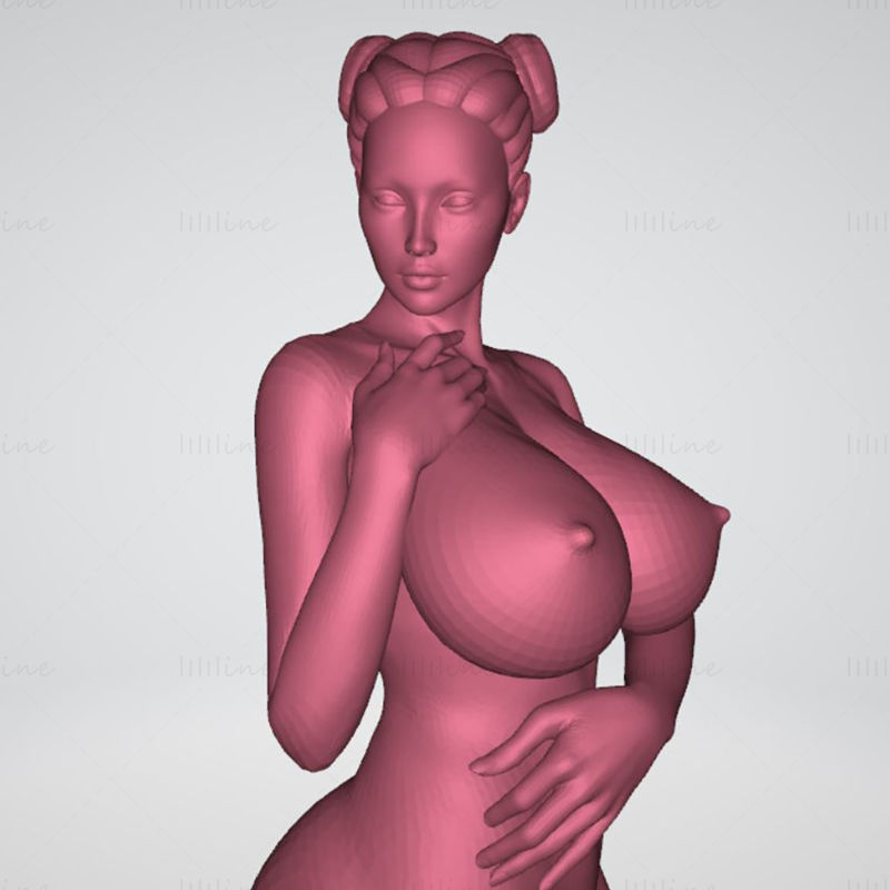 Szexi lány nagy mellű 3D-s modell nyomtatásra készen