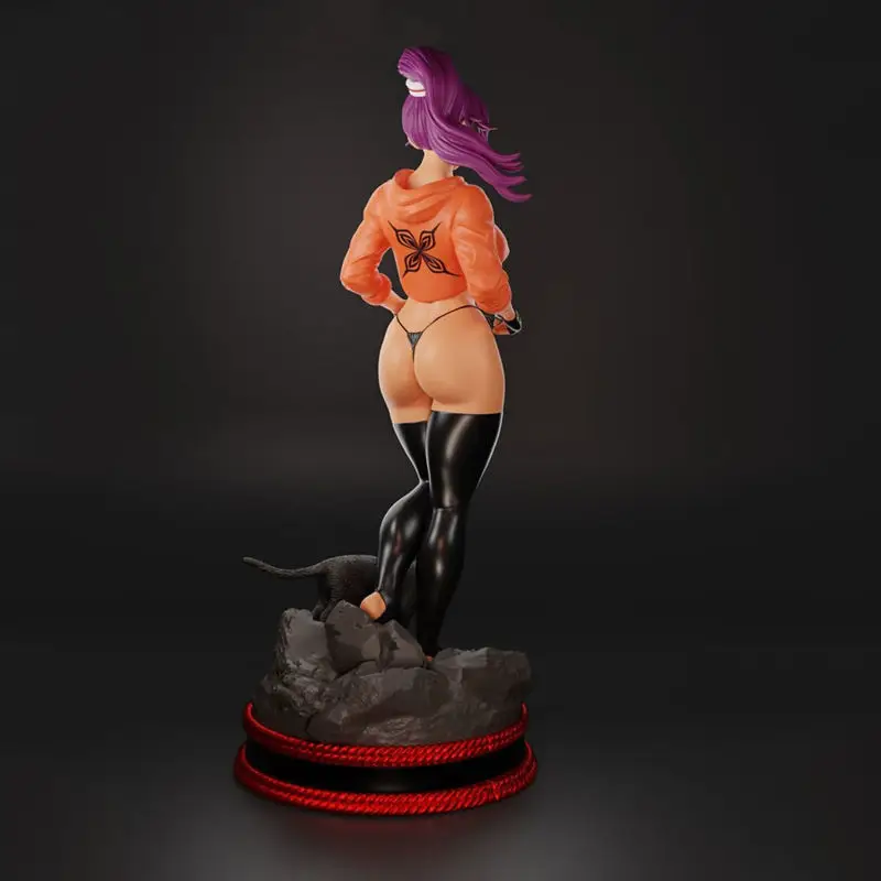 Sexy Yoruichi Shihoin mit Katzenstatue 3D-Druck Modell STL